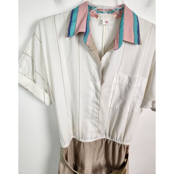 Vtg. ILSE M. Women's Sz. S 80's Short Sleeve Belted Midi A Line Dress - Picture 4 of 9